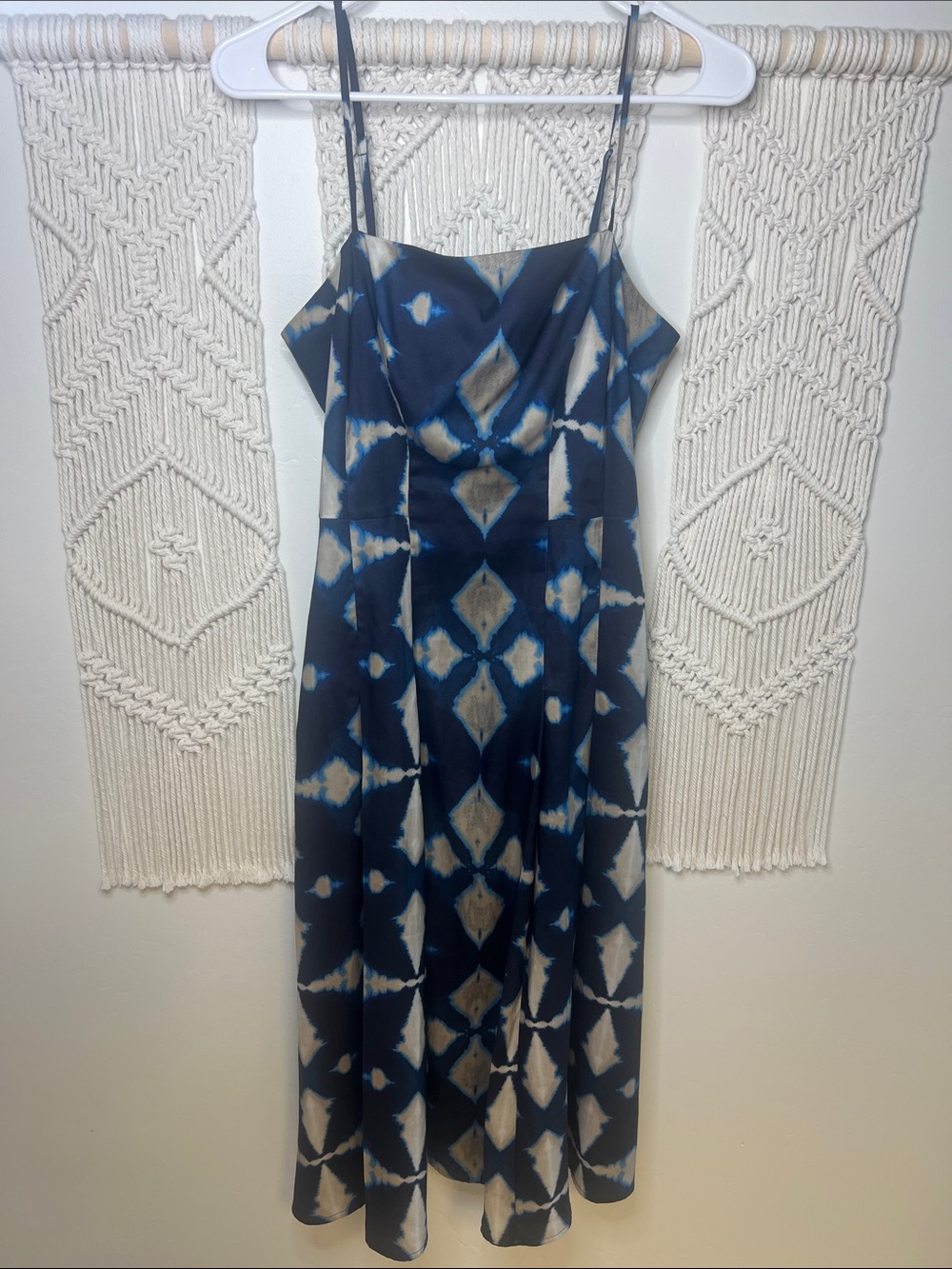 Banana Republic Factory Navy and Cream Tie-Dye Slip Midi Dress